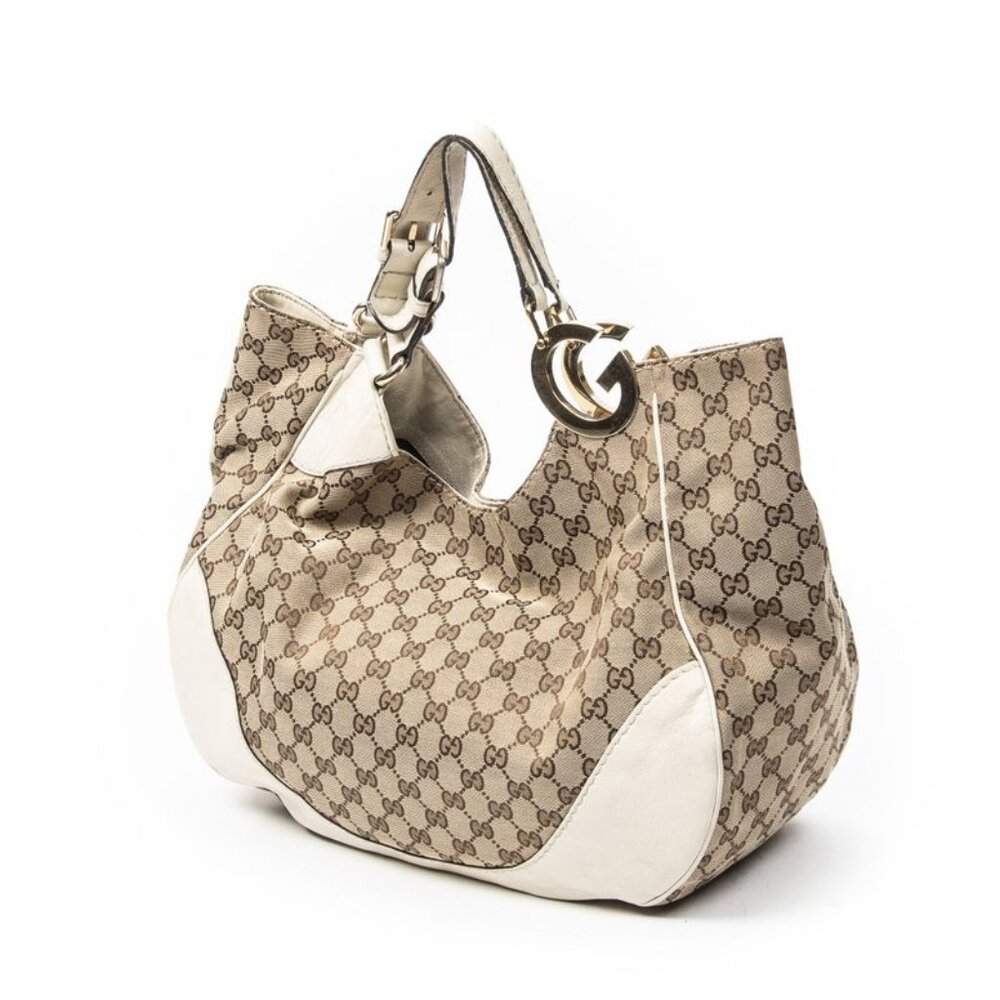 Gucci Shallot Hobo Beige Ivory GG Canvas - Picture 2 of 10